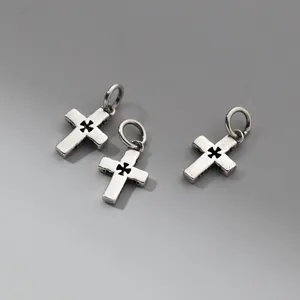 Tre ciondoli a croce vuoti in argento sterling S925 vintage per gioielli fai-da-te