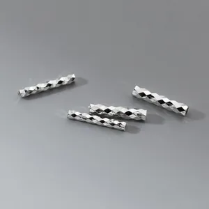 S925 sterling silver faceted 10mm tube beads for DIY jewelry making accessories