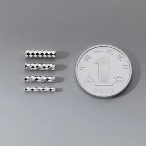 S925 sterling silver diamond-cut cylindrical tube beads 10mm for DIY jewelry making