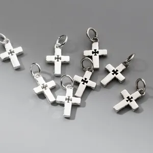 Ciondoli a croce cava retrò in argento sterling S925 per ciondoli fai-da-te bracciale