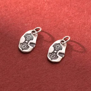 Vintage S925 sterling silver Vajra pestle charm pendant for DIY handmade jewelry