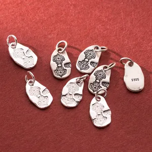 Antique S925 sterling silver Vajra pendants for DIY bracelet and necklace making accessories