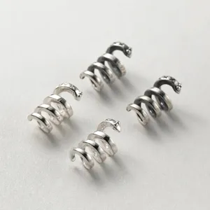 Vintage S925 Sterling Silver Snake Spiral Spacer Bead For DIY Bracelet Handwoven String Craft Accessories Jewelry Making Beads