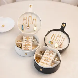 Tragbare runde Schmuck-Organizer-Boxen für Halsketten und Ringe in Weiß und Schwarz