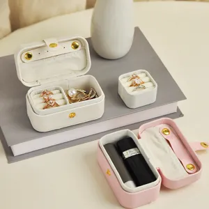 Tragbare Mini-Schmuckschatulle mit Klappdeckel für Ringe und Ohrringe, elegantes Reiseetui