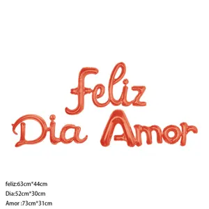 Ballons en aluminium Feliz Dia Amor avec dimensions pour la décoration de la Saint-Valentin