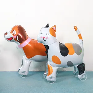 Mignons ballons d'animaux marcheurs en aluminium avec motifs de chat et de chien