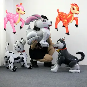 Colorful 3D cartoon animal balloons including deer, rabbit and dogs for party decoration