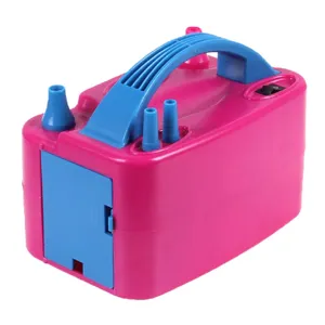 Bomba eléctrica portátil para globos con boquillas dobles en rosa y azul, 110V/220V.