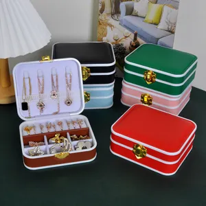 Tragbare PU Leder Schmuck Aufbewahrungsbox Für Reise Ringe Ohrringe Halsketten Koffer Organizer Mit Metallschloss Für Damen