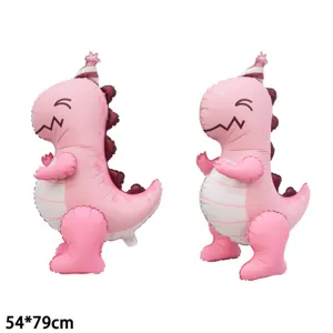 Großer 54x79cm stehender rosa 3D T-Rex Dinosaurier Folienballon für Kindergeburtstag Deko