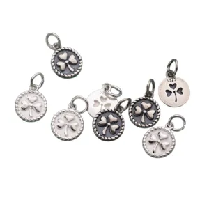 Ciondolo quadrifoglio vintage in argento sterling S925 per braccialetti fai-da-te