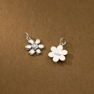 Charme de tournesol souriant en argent 925 vintage pour la création de bijoux DIY