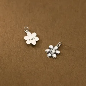 Magnifique pendentif tournesol smiley en argent S925 pour création de bijoux DIY