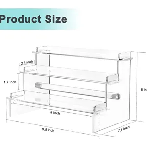 Transparent 3-tier acrylic display stand for perfume and figures, 9.5 x 7.6 x 6 inch