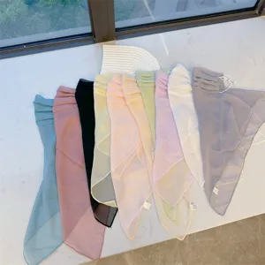 Multi-color lightweight chiffon sun protection veils with full face and neck coverage