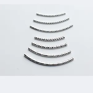 S925 sterling silver diamond-cut curved tubes for DIY handmade jewelry making accessories