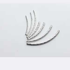 High quality S925 sterling silver diamond-cut curved tubes jewelry component for DIY bracelet making