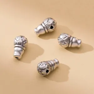 999 Feinsilber 3D Hart Silber Lotusknospe Perle Retro Chinesischer Stil DIY Schmuckherstellung Zubehör Für Gebetsperlen