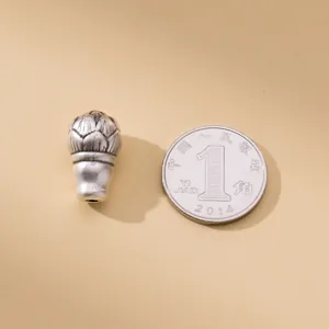 Vintage 999 Sterling Silber Lotusperle für DIY-Schmuckherstellung mit Münze