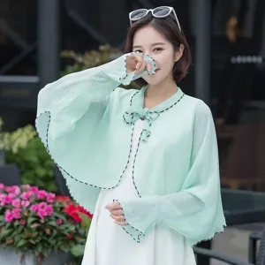 Élégant châle de protection solaire en mousseline vert clair pour femmes plein air