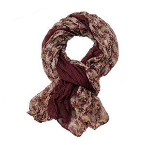 Elegant cotton linen floral crinkled scarf for travel and photography