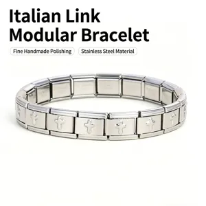 Stainless Steel Italian Charm Bracelet Modular Link DIY Adjustable Heart Cross Butterfly Star Pattern Personalized Bracelet Jewelry