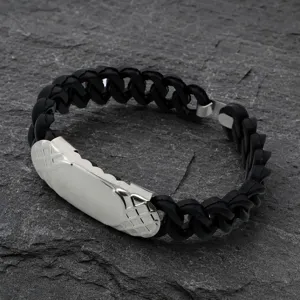 Personalized Engraving Stainless Steel ID Bracelet For Men Women Simple Black Silicone Chain Heart Skull Scorpion Bangle Jewelry Gift