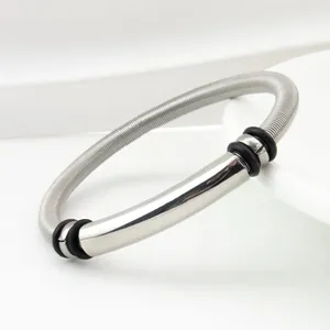 Bracciale a Catena a Molla con Barra Curva in Acciaio Inossidabile Minimalista per Uomo e Donna Stile Personalizzato Bracciale Antistress Gioielli Regalo