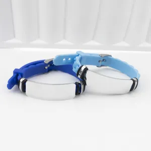 Braccialetti di coppia personalizzabili in acciaio e silicone blu per incisione fai-da-te