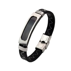 Vintage Lederarmband in Schwarz mit Edelstahlplatte für DIY Schmuck Geschenkidee