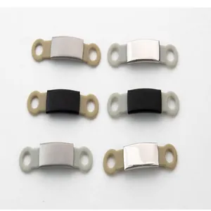 Detail of durable stainless steel pet ID tags with flexible silicone straps for cats and dogs