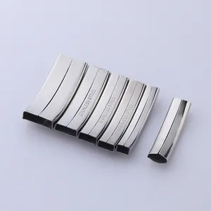 Polished stainless steel curved rectangular tube beads for DIY jewelry and bracelet making