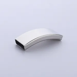 Silver curved rectangular stainless steel tube spacer for bracelet jewelry making