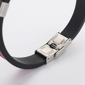 Stainless steel silicone bracelet fashion custom couple accessory for men and women daily wear.