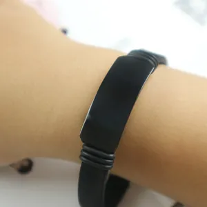 Fashion Stainless Steel Silicone Bracelet For Men Minimalist Black Adjustable Wristband Sporty Jewelry Birthday Gift