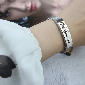 Stainless steel Gemini zodiac sign bracelet for couples with adjustable mesh strap