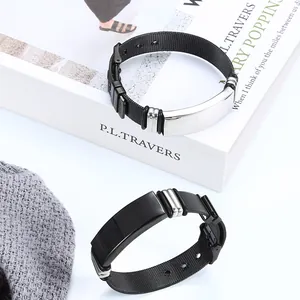 Hip Hop Titanstahl Mesh Armband Für Herren Damen Poliert Blanko ID Bar Schließe Verstellbar Milanese Loop Schmuck