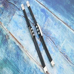 Detail view of black braided stainless steel bracelets for men with a retro hip-hop style design.