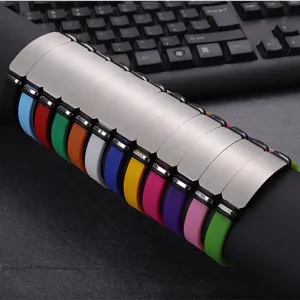 Customizable silicone and stainless steel sports bracelets in multiple vibrant colors