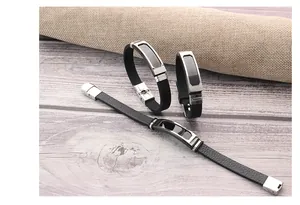 Stainless steel silicone bracelet trendy male wristband casual fashion jewelry accessory