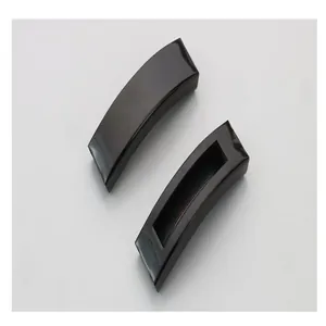 Macro detail of the glossy black electroplated curved tube for DIY bracelet making