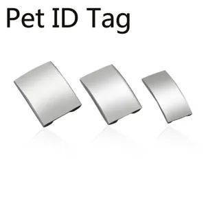 Stainless Steel Curved Pet ID Tag Frosted Slide-On Dog Cat Nameplate Minimalist Geometric Metal Curved Collar Charm Accessories