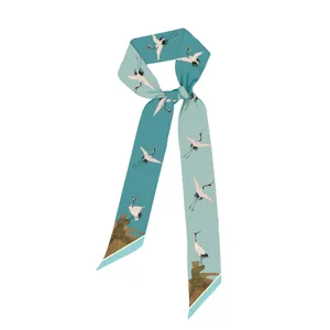 Elegante smalle zijden sjaal met traditionele Chinese kraanvogelmotieven voor tassen