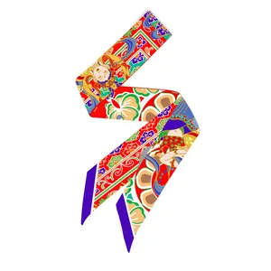 Elegante zijden sjaal in Dunhuang-stijl met levendige boeddhistische kunstpatronen