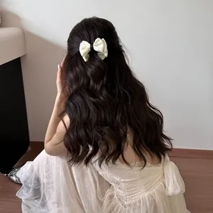 Elegant French style polka dot bow hair comb hair clip accessory for back of head bun decoration