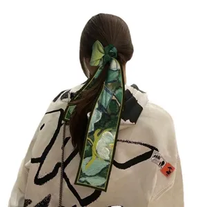 Artistic Van Gogh oil painting print skinny silk scarf for hair styling and bag decor