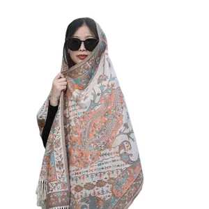 Bohemian paisley print thick ethnic shawl for women's autumn winter travel wrap