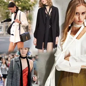 Professional styling guide for 200cm solid black and white narrow silk ribbon scarves
