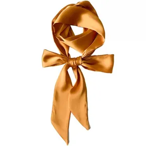 200cm long amber solid color satin silk ribbon scarf for handbags and neck accessories tie